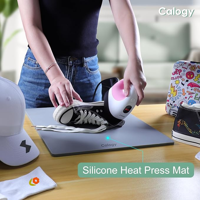 Calogy Heat Press Mat Silicone 16x20 inch, Heat Press Pad Resistant Fireproof 0.34in Thickness, Double Sided Easy Washable Mat for Vinyl Ironing Insulation Transfer Crafting Sublimation