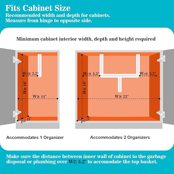 REALINN Under Sink Organizer, Pull Out Cabinet Organizer 2 Tier Slide Out Sink Shelf Cabinet Storage Shelves, Storage for Kitchen Bathroom, Grey, 2 Pack