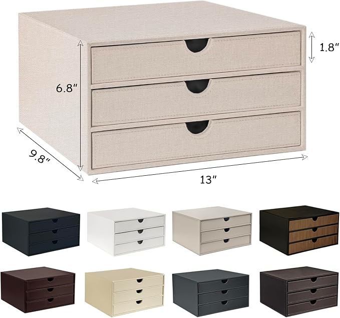 UnionBasic Document Organizer, 3-Drawer File Cabinet Document Storage Box, Office Desktop Filing Organizer, Feather Gray | Document Storage Box, Office Desktop Filing Organizer