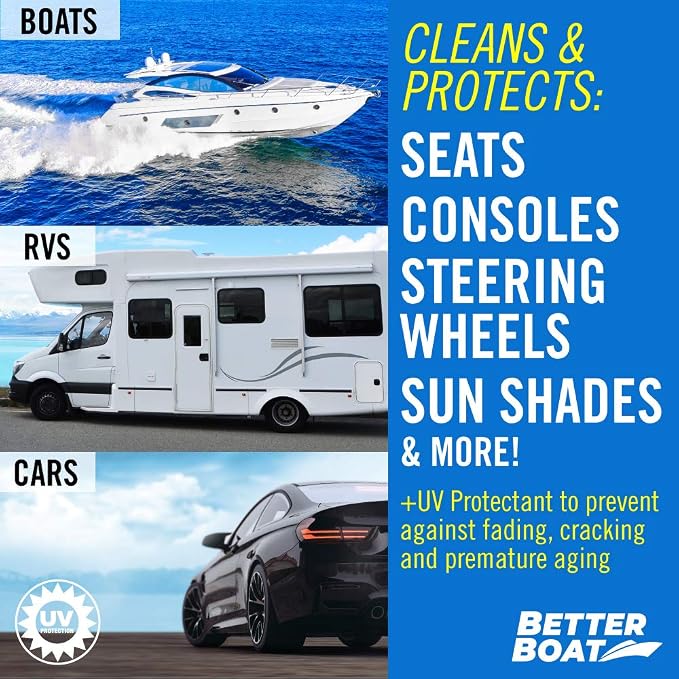 Boat Cleaner Wipes with UV Protection, Marine Vinyl Cleaner and Protectant, for Boat Seats, Car Leather, Dashboard, Console, Interior, and Exterior Cleaning Supplies