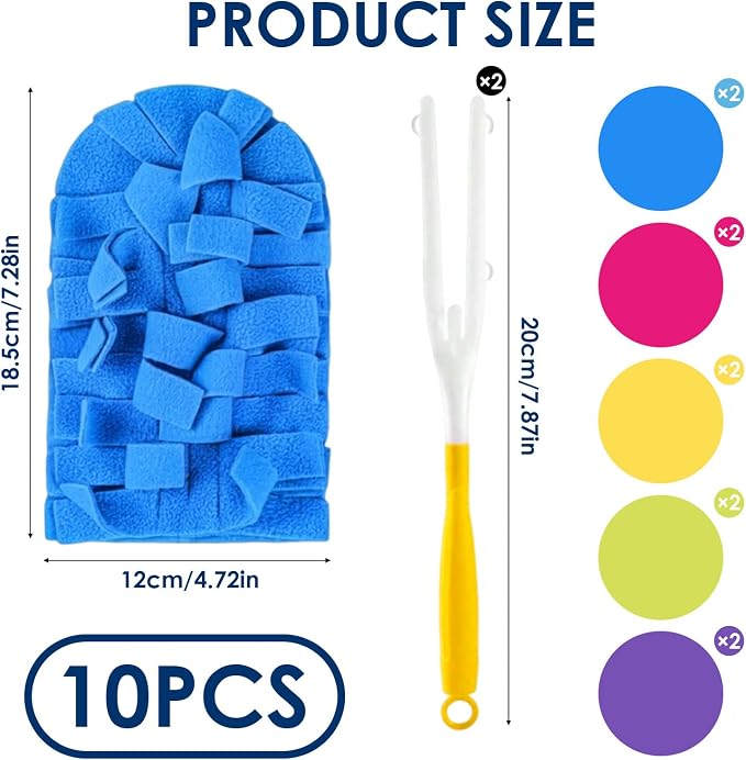 10 Pack Reusable Fleece Duster Refills with Detachable Handle, Washable Microfiber Dusters for Cleaning, 360° Dry Wet Microfiber Duster Refill Compatible with Standard Cleaning Handles (10)