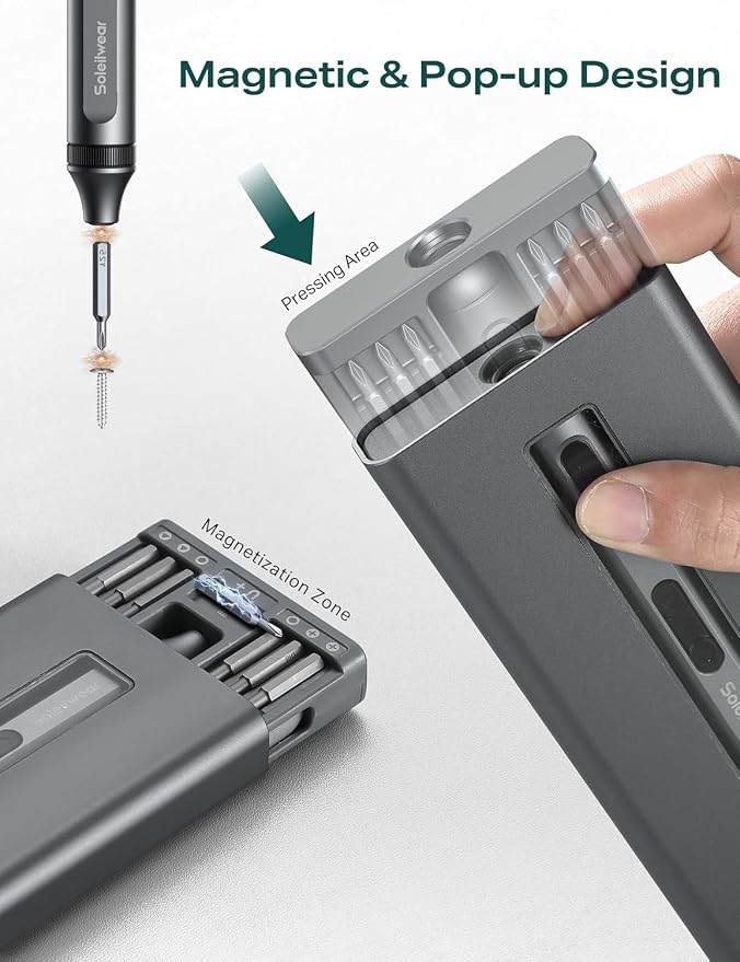Mini Electric Screwdriver Set, 52-in-1 Precision Screwdriver Repair Kit | Power Small Screwdriver Repair Tool Kit with 48 Magnetic Bits, Tweezers and Pry Bar for Laptop Phone Camera Electronics