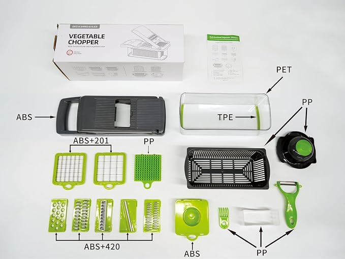 AHA Lifestyles16-in-1 Vegetable Chopper Slicer, Veggie Chopper, Food Chopper, Vegetable Cutter & Spiralizer - Kitchen Gadget Makes Slicing and Prepping Quick and Easy Meal Prep Tool