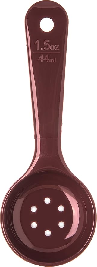 Carlisle FoodService Products 496101 Perforated Short Handle Portion Control Spoon, 1.5 oz, Reddish Brown (Pack of 2)