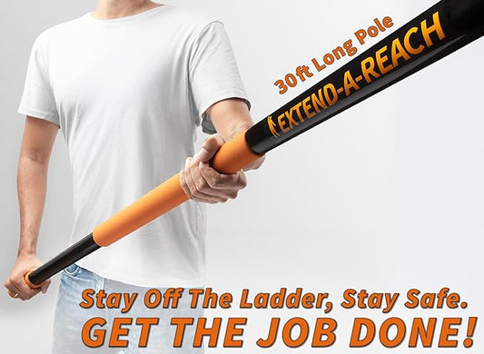 36 Foot High Reach Duster Kit with 5-30 ft Extension Pole // High Ceiling Dusting and Window Cleaning Kit with Telescopic Pole // Baseboard and Wall Washer Mop, Squeegee, Fan Blade & Cobweb Dusters