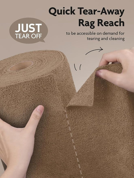Fantasticlean Microfiber Cleaning Cloth Roll- 30 Sheets, 12" x 12" (TAN) | Super Absorbent, Lint-free, Tear-away Microfiber Towel Roll, for All-Purpose Cleaning