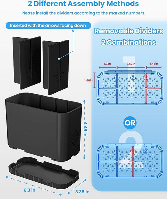 Toothbrush and Toothpaste Holders for Bathrooms Countertop - Detachable 5 Slots Kids Electric Toothbrush Holders Set Wall Mounted with Removable Dividers for Bathroom Decor and Accessories Organizer