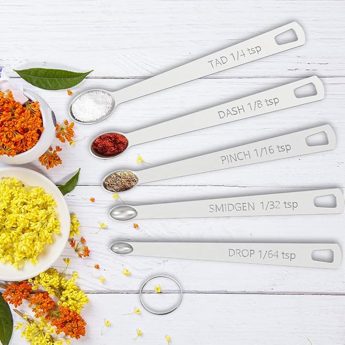 Wildone Measuring Cups & Spoons Set of 21 - Includes 7 Stainless Steel Nesting Cups, 8 Measuring Spoons, 1 Leveler & 5 Mini Measuring Spoons, Ideal for Dry and Liquid Ingredients
