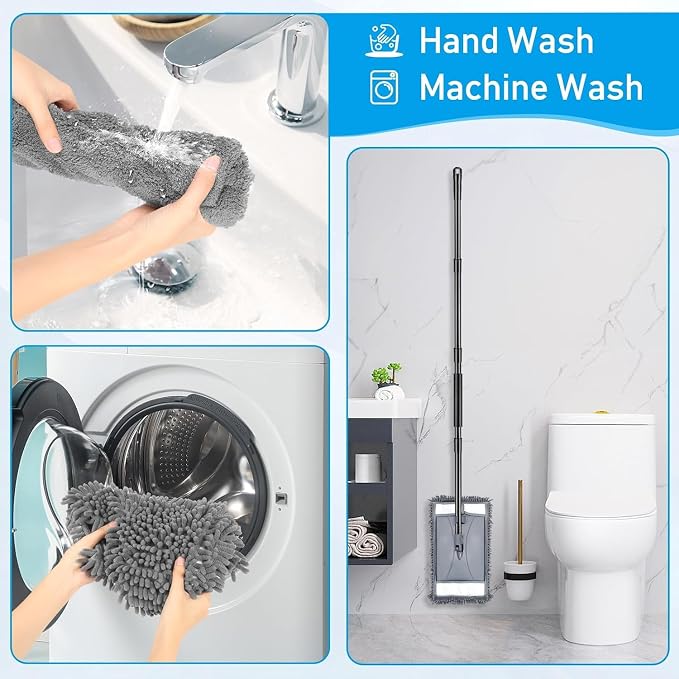 Wall Cleaner Mop Replacement Head, 2 Pack Chenille Reusable Dust Mop Pads for Wall Washer Floor Cleaning, Fit ASIN B0DG4LV7SJ
