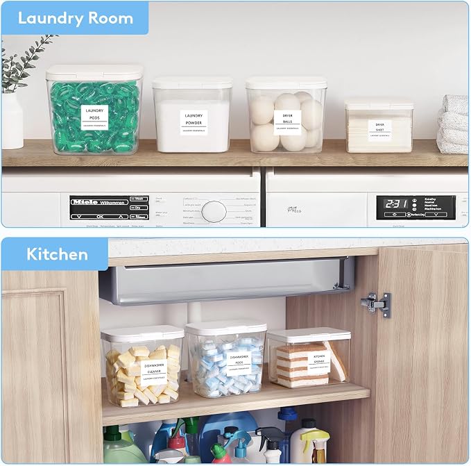 Lifewit Laundry Pods Container with Pop-up Lid, Coffee Pod K Cup Storage, Laundry Room Organization, Dryer Sheet Holder for Washing Powder Detergent, 2700 +4500+1800ml/0.5+0.72+1.2gal, 3PCS