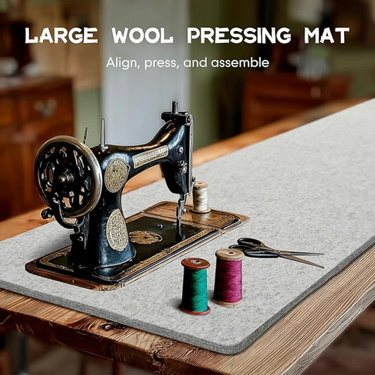 HunnmingRe 22" x 60" Wool Pressing Mat, Extra Large 100% New Zealand Wool Ironing Mat for Quilting Supplies, Sewing, Embroidery, 0.5 Thick Heat-Resistant Double Non-Slip Sided Ironing Pad