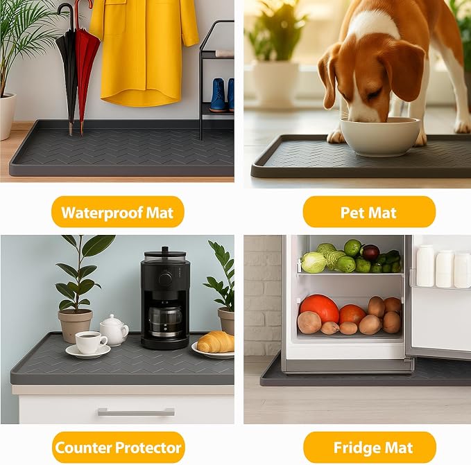 TigeJoy 28" x 22" Under Sink Mats for Kitchen Waterproof, Leak-Proof Silicone Mat Sink Protector and Cabinet Liner, Kitchen Essentials Organizer and Storage, Boot or Shoe Tray, Pet Feeding Mat