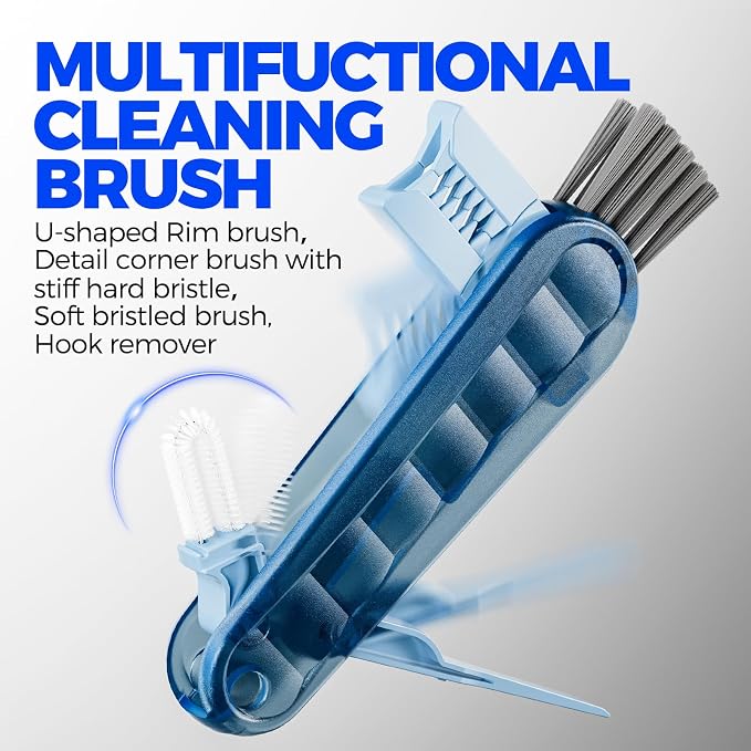 Holikme 6 Pack 4 in 1 Cup Lid Cleaning Brush 3 Straws Bottle Brush,Black | 4 in 1 Cup Lid Cleaning Brush Multifunctional Bottle Brush, Silicone Cup Lid Gap Cleaner, Bristle Crevice Cleaning Brush