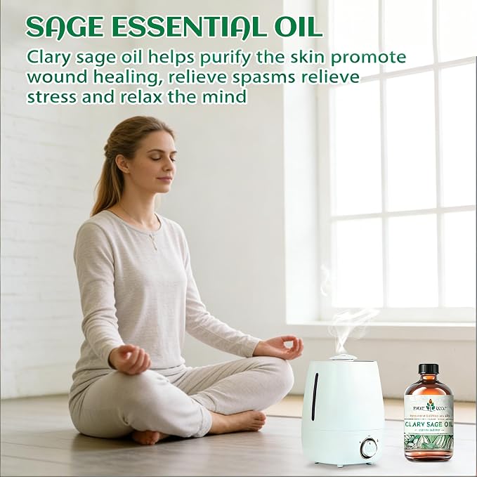 EVOKE OCCU Clary Sage Oil for Diffuser, Spray & Skin Care | Clary Sage Essential Oil, Ideal for Diffusers, Room Sprays and Daily Skin Care - 4 FL Oz