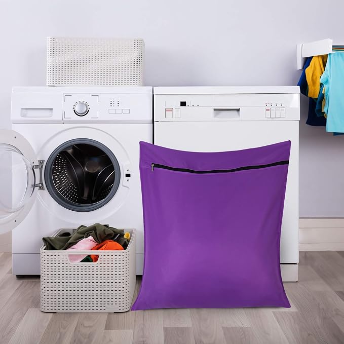 1 Pack Pet Laundry Bag,Stops Pet Hair Blocking The Washing Machine,Big Size Wash Bag Ideal for Dog Cat Horse,Hair Remover Safely,25.8’’ 27.8’’(65 X 70cm)(Purple)