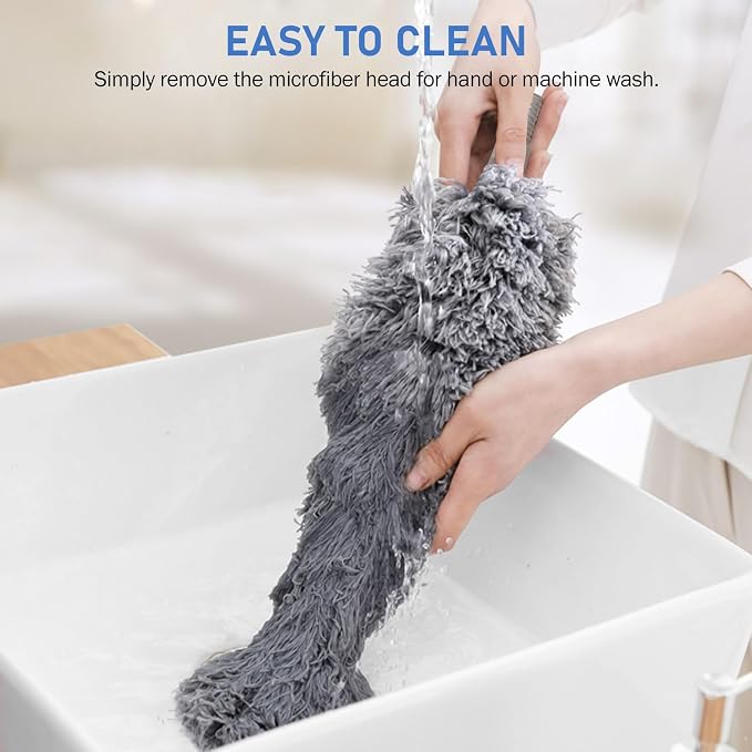 SetSail Dusters and Gap Duster with Extension Pole for Cleaning,Gray | 100-inch Extra-Long,Bendable Microfiber Head,Washable,Ceiling Fan Cleaner Duster,for High Ceilings, Floor