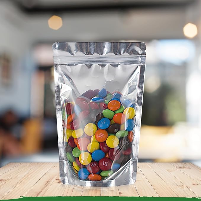 BELLE KR® 4x6 Mylar Bags for Food Storage with 7.5mil Thick - Pack Of 300 - Stand Up Clear Mylar Bags with See Through Window - Small 1/2 Pint Pouches for Freeze Dried Candy - Labels Included