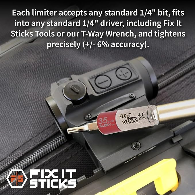 Fix It Sticks Set of 2 tools Bundle - Ratcheting T-Way Wrench & Torque Limiter 35 Inch-lb – Precision Set for Home and Professional Use – with microfiber cloth