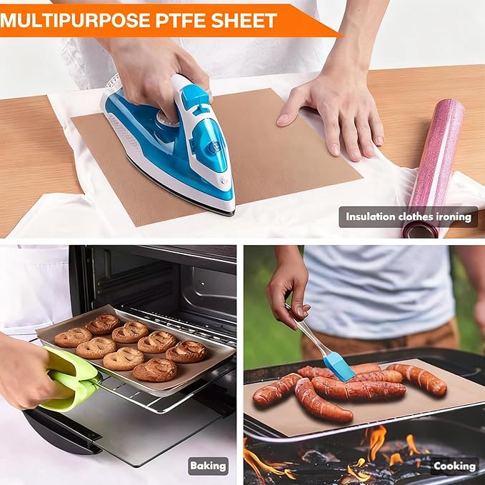 3 Pack PTFE Sheet for Heat Press - 16" x 12" Non Stick PTFE Sheets Heat Transfer Paper Washable Reusable Heat Resistant Baking Sheets Craft Mat