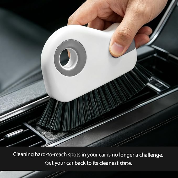 2 PCS 2 in 1 Groove Cleaning Brush, Multifunctional Window Track Cleaner with Hidden Scraper, Hard Bristle Grip Brush Sliding Door Cleaning Tool for Vehicle Home Office (Gray)
