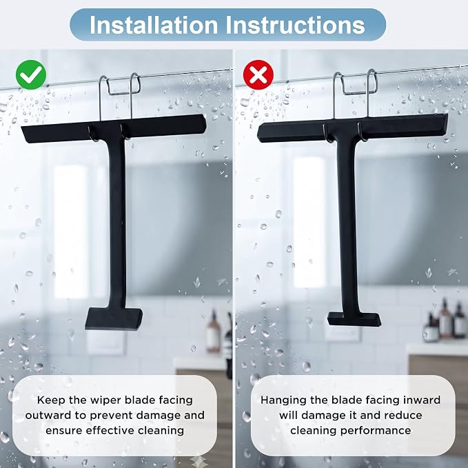 Shower Squeegee for Glass Doors,8.6Inch All-One-Piece Silicone Squeegee for Shower Glass with Mobile Hook,Household Window Mirror Squeegee,for Cleaner Bathroom, Window,Glass, Kitchen, Tile Wall, Car