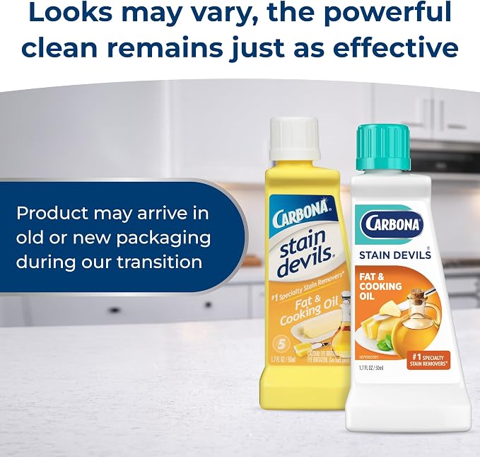 Carbona Stain Devils #5 (1.7 Fl Oz), Targeted Spot Cleaner for Fat & Cooking Oil Stains, Safe on Skin & Washable Fabrics