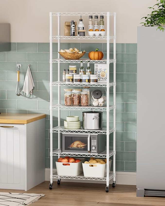 Golpart 8Tier Adjustable Storage Shelves Metal Wire Shelving Standing Shelf | Utility Heavy Duty Unit Rack Closet Organize for Home Kitchen Laundry Room Organization Pantry 12"Dx22"Wx72"H White