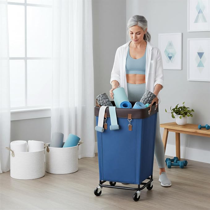 StorageWorks 160L Laundry Basket with Wheels, Rolling Hampers for Clothing