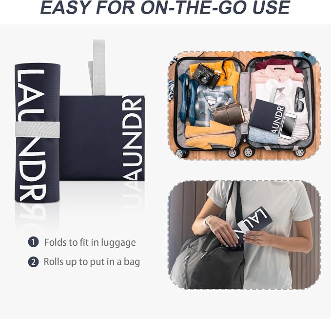 Wiseboy 120L Extra Large Travel Laundry Bag with Heavy-Duty Zipper, Navy | Water-Resistant Nylon Dirty Clothes Organizer for College Dorm, Camping, Tear-Resistant Storage Bag for Laundry Mat & Moving