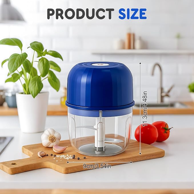 Electric Garlic Chopper, Mini Portable Veggie Chopper Garlic Grinder Masher Onion Choppers, Portable Wireless Food Processor for Garlics Onion Ginger Chili Fruit Vegetables Meat (Green)