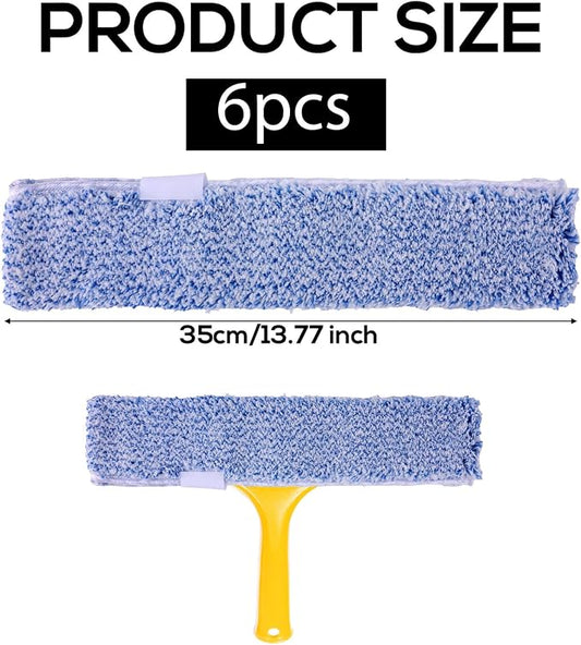 6pcs Microfiber Window Cleaning Refill, 35cm/14in Reusable & Washable Squeegee Cloth Sleeve Compatible with MR.SIGA Window Glass Cleaning Tools Home and Office
