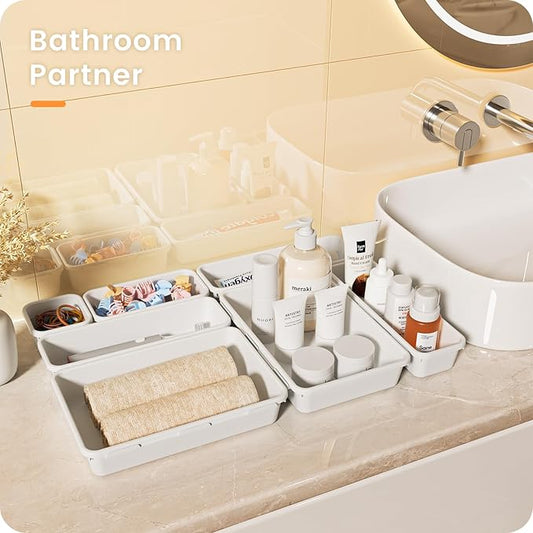 A-LuGei ใ๐ฎ๐ด๐ฃ๐๐ฆใ ใ๐ฑ๐ฆ๐ถ๐๐ฒใ White Drawer Organizer, Makeup organizer, ใHolds 177 Itemsใ Bathroom Organizers and Storage, Plastic Desk Organizer Divider, Organizer Bins for Office Vanity