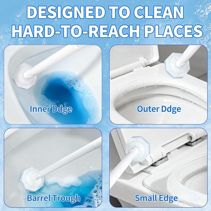 Toilet Bowl Wand Refills for Clorox, Toilet Cleaner Refills,100 Count | Compatible with Clorox Toilet System, Pre-Loaded Cleaner, 3-Layer Scrub Pads, 4X Cleaning Power , Lemon Lavender Scent