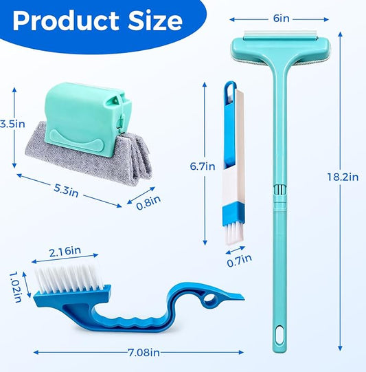 Window Track Cleaning Brush, 2-in-1 Groove Cleaning Tool with 3 Replaceable Pads, Multifunctional Gap Brush for Window Sills Sliding Door Tracks Corners, Household Dust Removal Cleaning Kit
