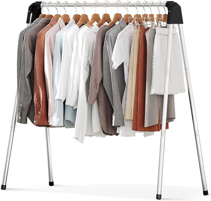 TOOLF Clothes Drying Rack Foldable, Laundry Drying Rack Stainless Steel, Portable Clothes Rack, Drying Rack for Clothing, Indoor Outdoor, Free-Standing, Large Capacity