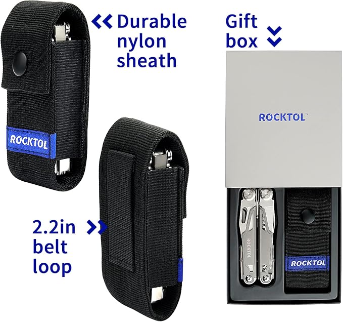 Multitool SK02, VG-10 Knife,19-in-1 Multi-tool Pliers with Titanium-plated Handle,Compact & Lightweight EDC Multi Tool with Nylon Sheath for Men,Outdoor Survival,Hiking,Camping