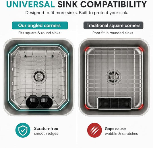 Small In Sink Dish Drying Rack, Stainless Steel Compact Dish Drainer with Removable Utensil Holder & 8 Cup Hooks, Rust-Resistant Rack for RV, Camper, Apartment & Small Kitchen, 11.6"W x 13.4"L, Silver