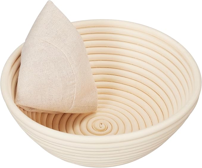 Kootek Banneton Bread Proofing Basket with Liner, 9 Inch Round Sourdough Bread Baking Supplies, Sourdough Starter Kit for Artisan Bread Making