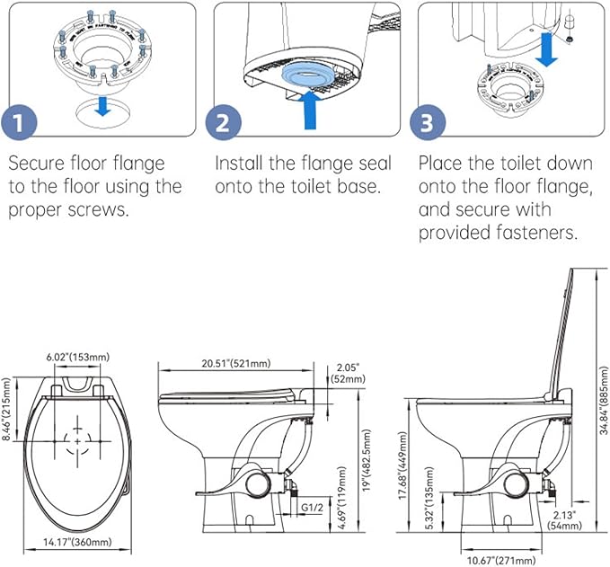 SEAFLO Porcelain RV Toilet with Elongated Bowl, 19” Residential Height, Gravity Flush, Foot Pedal Flush, Soft Close Seat, Easy Install, Camper Toilet, 4-Year Warranty, SFRTCH-02-01