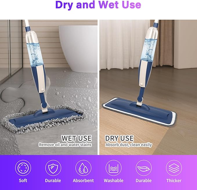 16.5 inch Mop Pads Refills, 3 Pack Microfiber Reusable Replacement Mop Pads Flat Replacements Heads for Wet Or Dry Floor Cleaning and Scrubbing, Grey Tassel