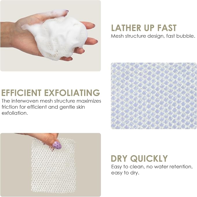 INNERNEED Exfoliating Net Cover Sponge Bath Scrubbing Loofah Rough Washcloth Case 4pcs, Only for INNERNEED Silicone Body Brush (Only Case)