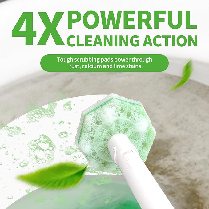 80 Count Toilet Bowl Wand Refills for Clorox, Disposable Toilet Brush | Compatible with Clorox Toilet System, Pre-Loaded Cleaner, 3-Layer Scrub Pads, 4X Cleaning Power , Light Scent