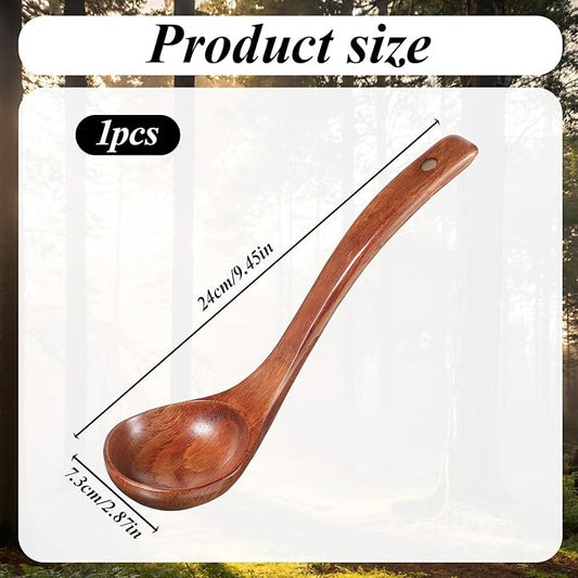 Wooden Ladle for soup, 11 Inch Wooden Soup Spoon, Long Handle Ladle Spoon, Large Kitchen Woodens Scoop for Cooking Serving Cookware, Gravy Sauce Porridge