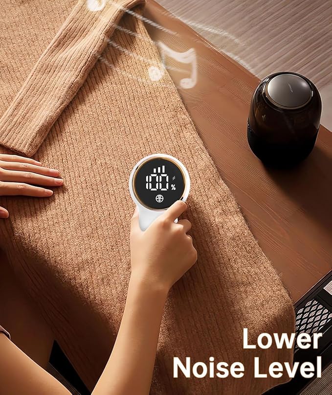 Rechargeable Fabric Shaver,Lint Remover, 3-Speed Sweater Shaver with LED Display, 2 Replaceable Stainless Steel 6-Blade Heads for Clothes, Sweaters, Furniture, Lint Balls and Fabric Pilling