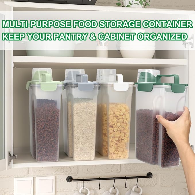 TBMax Airtight Rice Container 10 Lbs, Cereal Dispenser, Pet Cat Dog Food Storage Container, Plastic Kitchen Pantry Food Storage Holder with Cup -Pink