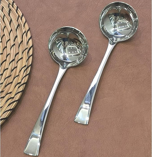 7.7 Inch Small Ladle,Pack of 2,Premium 18/10 Stainless Steel Kitchen Ladle for Soups,dressings,Sauces,Gravy,Stews and More,Silver