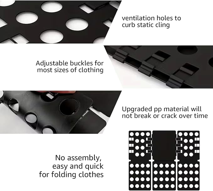 Plastic Clothes Folding Board, T-Shirt Folder Organizer for Laundry, Blue, 21.5X27.5 Inch, for Sweaters and Casual Wear (Black)