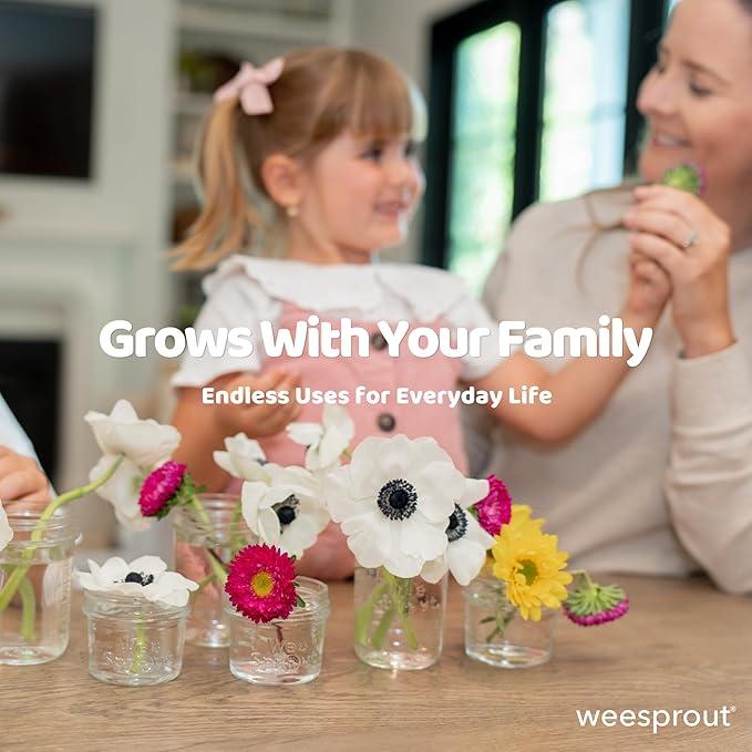 WeeSprout Glass Baby Food Storage Jars w/Lids (8 oz, 8 Pack Set) Snack, Puree, Reusable Small Containers, Breast Milk, Fridge or Freezer, Microwave & Dishwasher Safe, Essential Must Have for Infants