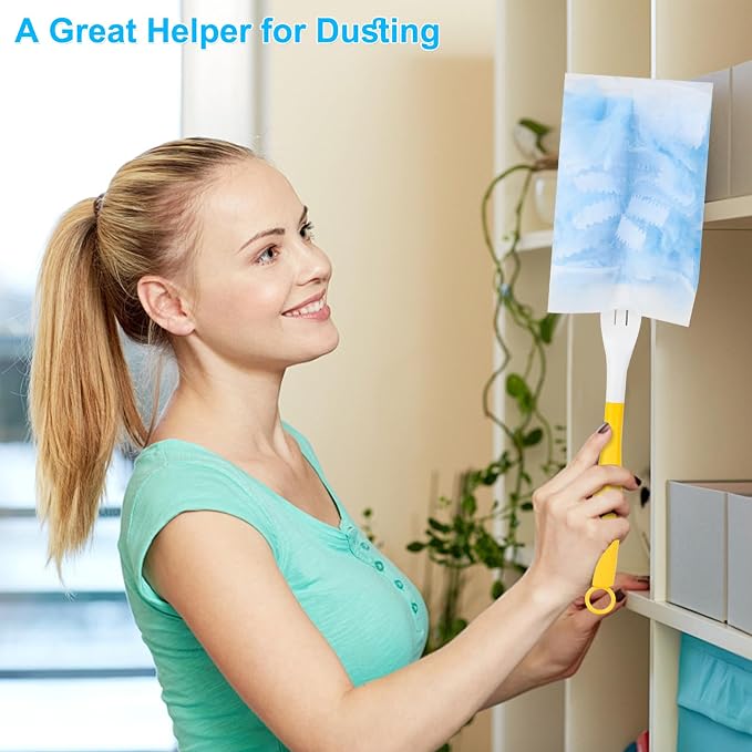 Duster Refill for Cleaning with 2 Handles, Heavy Duty Disposable Duster Kit | 80pack, Unscented Replacement Head Dust Removal Brush, for Electronics, Furniture, Blinds, Ceiling Fans, Walls