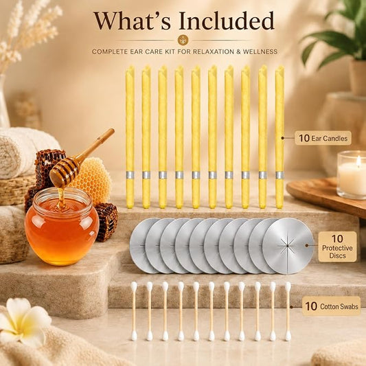 Ear Wax Removal Kit- Gentle Ear Cleaning Tool Set with Cotton Swabs, Spacers, Convenient to Use(10 PCS)